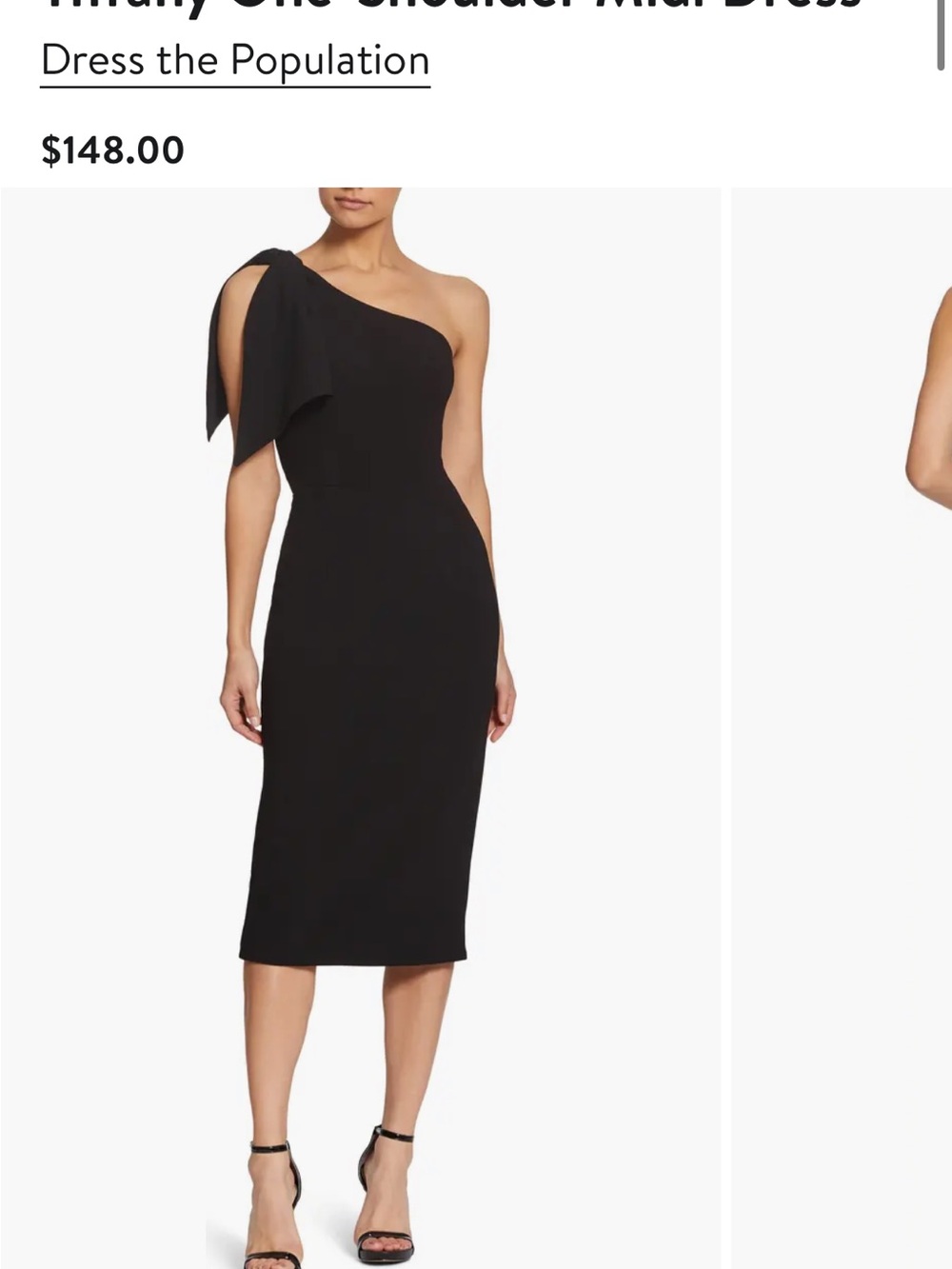 Dress the Population Black One-Shoulder Midi Sheath Dress